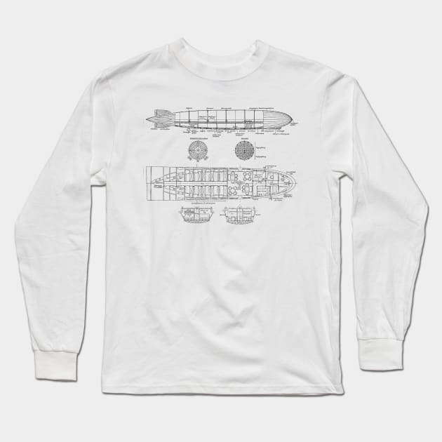 Zepplin Diagram (black) Long Sleeve T-Shirt by Big Term Designs